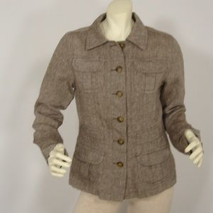 YESSICA C&A LINEN BUTTON FRONT BLAZER JACKET UK 12